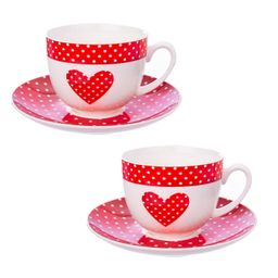 Filiżanka porcelanowa z talerzykiem KROPKI 280 ml zestaw 2 szt. - galeria #1