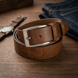 Pasek skórzany męski brązowy 40 mm - galeria #3