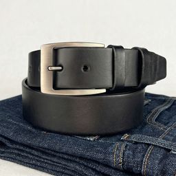 Pasek skórzany męski czarny 40 mm - galeria #3