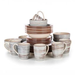 Ceramiczny zestaw obiadowy SPIRAL GREY 30 szt - galeria #3