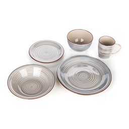 Ceramiczny zestaw obiadowy SPIRAL GREY 30 szt - galeria #1