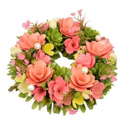 Wieniec z kwiatów drewnianych z koralikami 30 cm - galeria #2