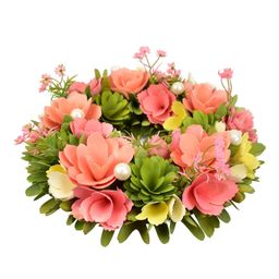 Wieniec z kwiatów drewnianych z koralikami 30 cm - galeria #1