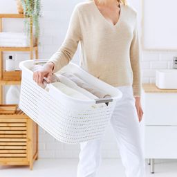 Kosz na czystą bieliznę COUNTRY biały, 40 l - galeria #2