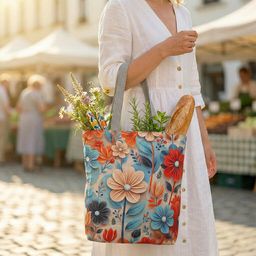 Damska torba z nadrukiem Kolorowa łąka - galeria #1