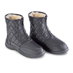 Czarne pikowane buty zimowe damskie - galeria #1