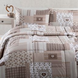 Letni zestaw kołdra i poduszka PATCHWORK, beżowy - galeria #4