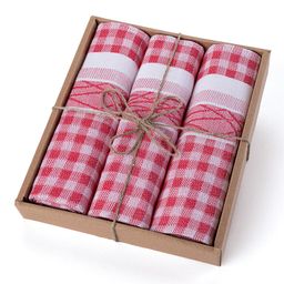 Bawełniane żakardowe ściereczki kuchenne czerwone 50 x 70 cm 3 szt. - galeria #3