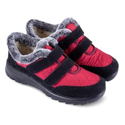 Damskie ocieplane buty ortopedyczne czerwono-szare - galeria #1