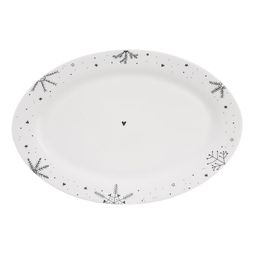 Porcelanowy owalny talerz do serwowania PŁATEK ŚNIEGU