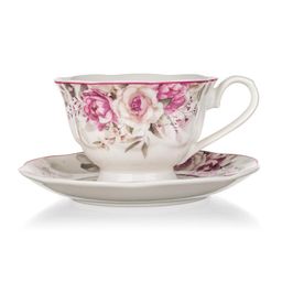 Ceramiczna filiżanka na nóżce ze spodkiem ROSE 220 ml