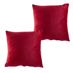 Zestaw 2 poszewek na poduszki z mikropluszu czerwone 40 x 40 cm