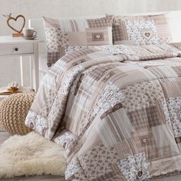 Letni zestaw kołdra i poduszka PATCHWORK, beżowy
