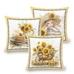 Zestaw 3 poszewek na poduszki SUNFLOWERS 45 x 45 cm