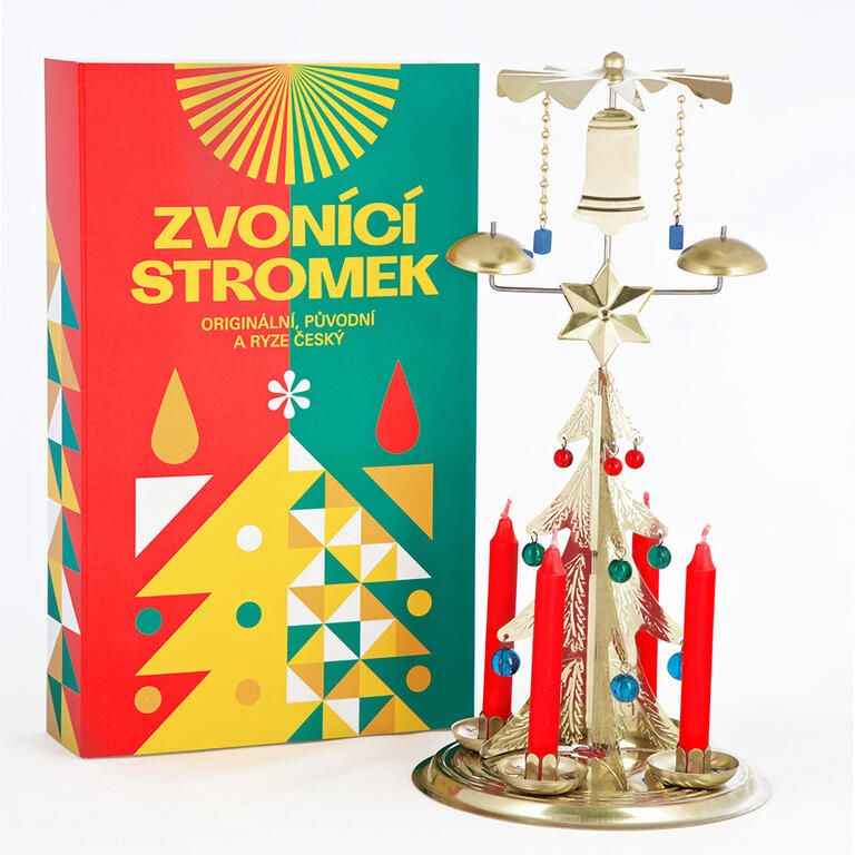 Świecznik choinka z dzwoneczkami (anielski dzwonek) złoty - galeria #1