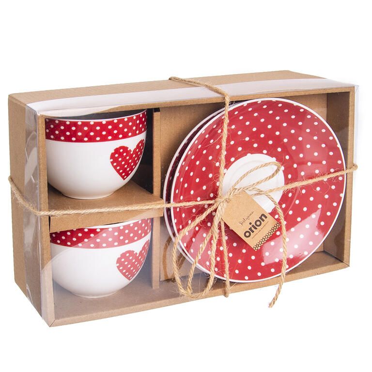Filiżanka porcelanowa z talerzykiem KROPKI 280 ml zestaw 2 szt. - galeria #2
