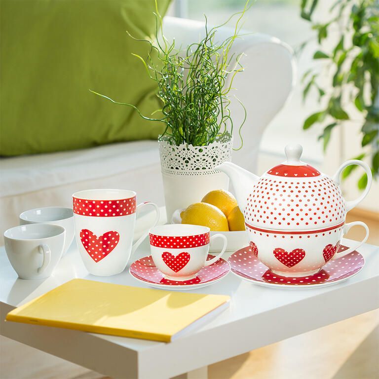 Filiżanka porcelanowa z talerzykiem KROPKI 280 ml zestaw 2 szt. - galeria #3