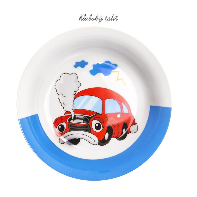 Dziecięcy porcelanowy zestaw obiadowy AUTO 3 szt. - galeria #3