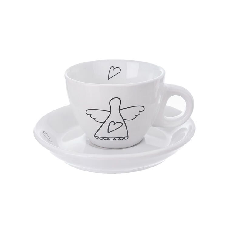 Zestaw filiżanek ze spodkiem ANIOŁ 90 ml 2 szt. - galeria #1
