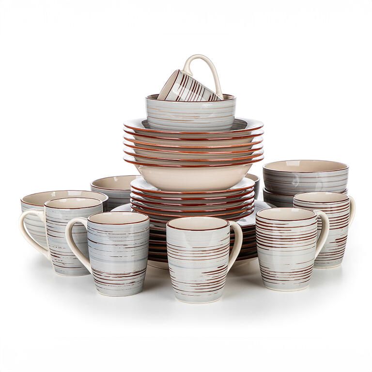 Ceramiczny zestaw obiadowy SPIRAL GREY 30 szt - galeria #3