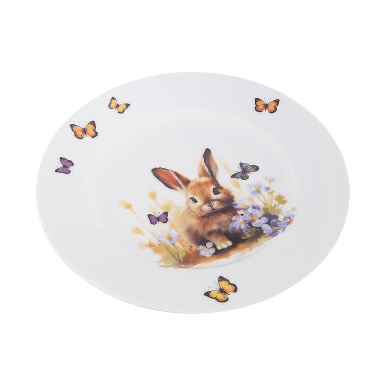 Zestaw talerzy deserowych porcelanowych WIOSNA zając 20 cm 2 szt. - galeria #1