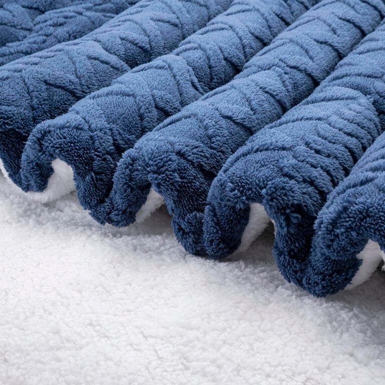 Pikowany barankowy zestaw INVERNO ciemnoniebieski 2 szt. - galeria #2