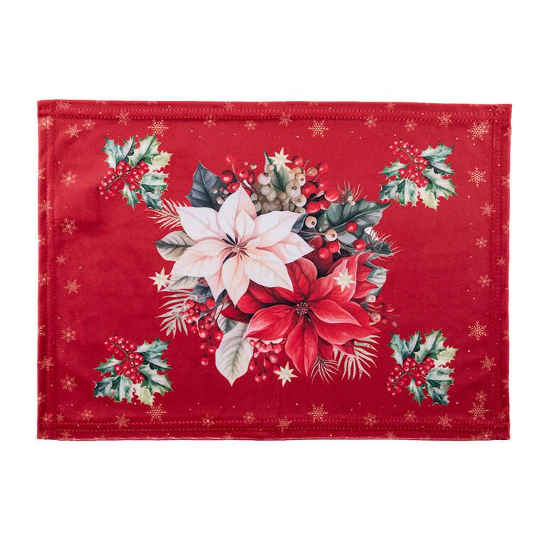 Zestaw 4 podkładek i bieżnika na stół RED POINSETTIA - galeria #4