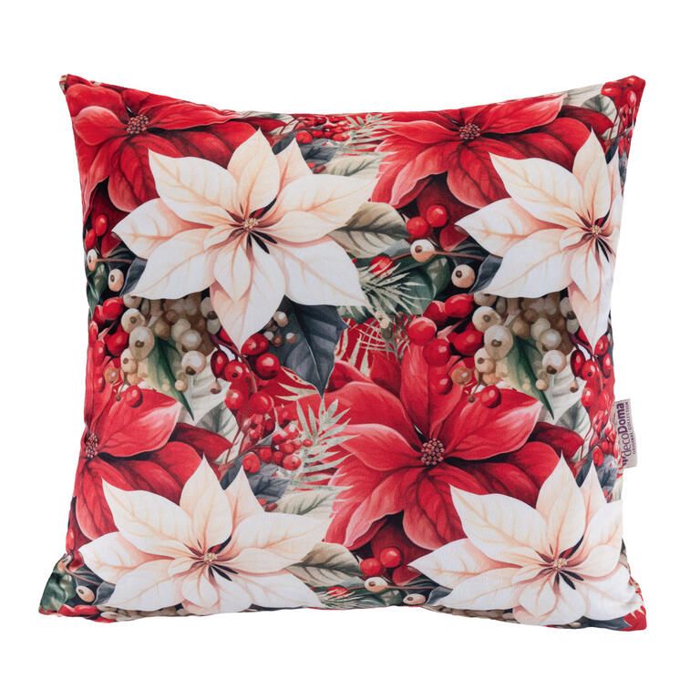 Zestaw 3 poszewek na poduszki RED POINSETTIA 45 x 45 cm - galeria #1