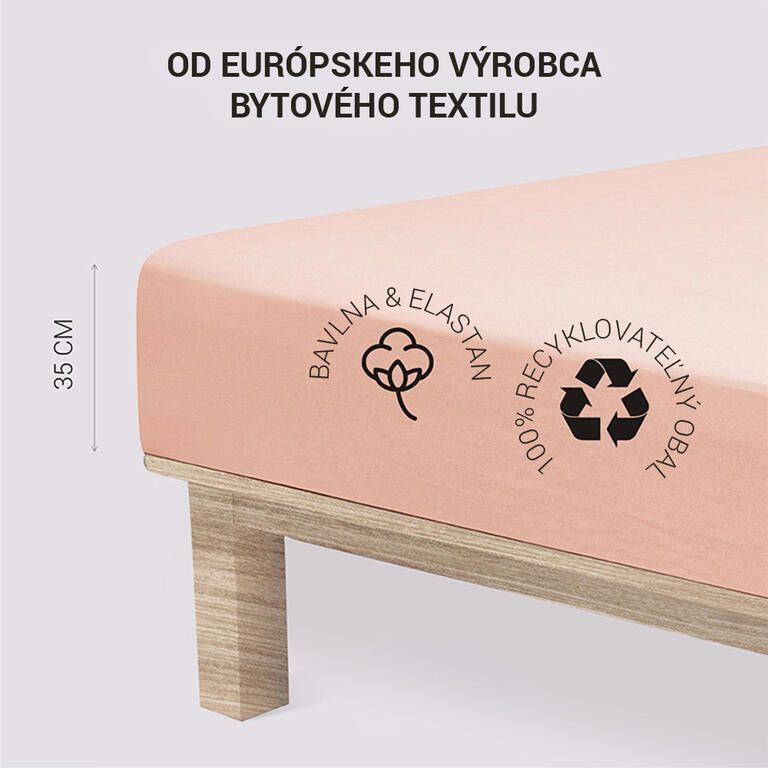 Napinane prześcieradło Jersey z elastanem pudrowe - galeria #2