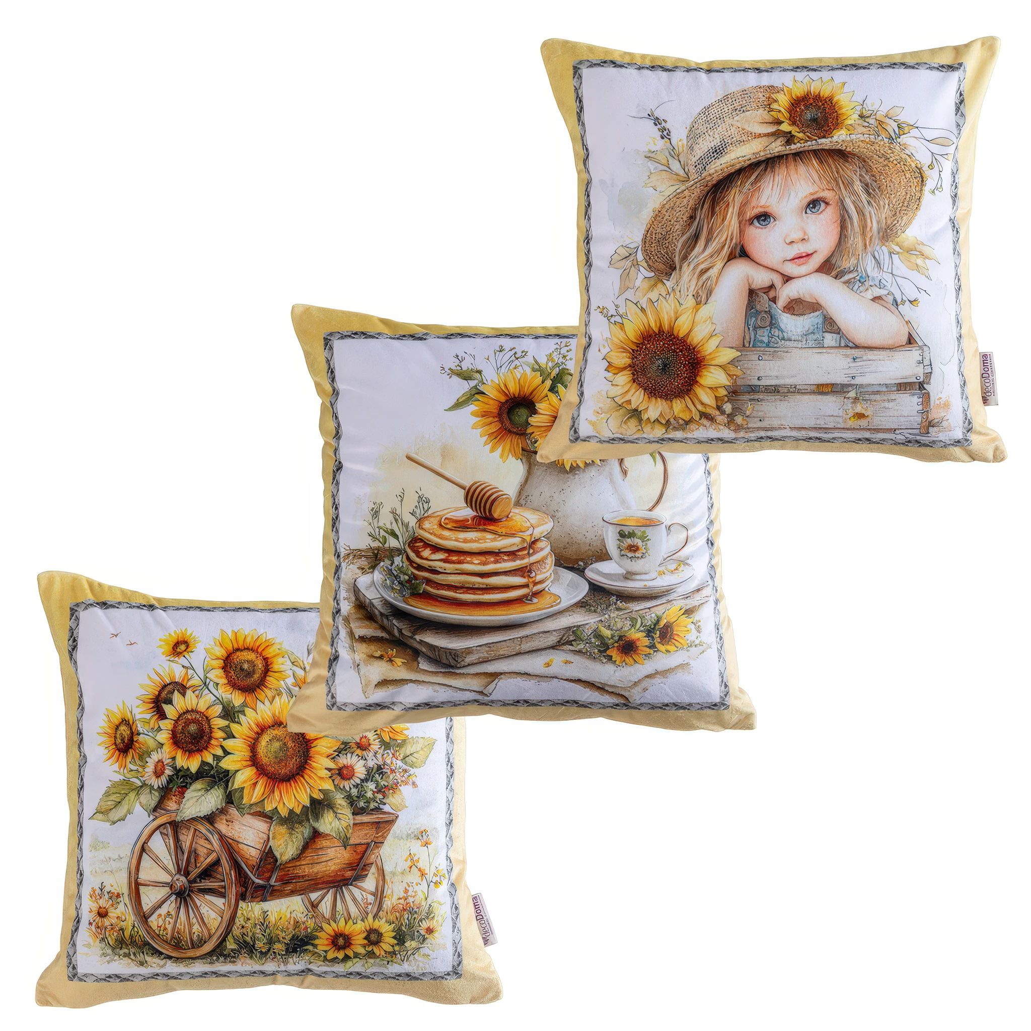 Zestaw 3 poszewek na poduszki SUNFLOWERS 45 x 45 cm - galeria #9