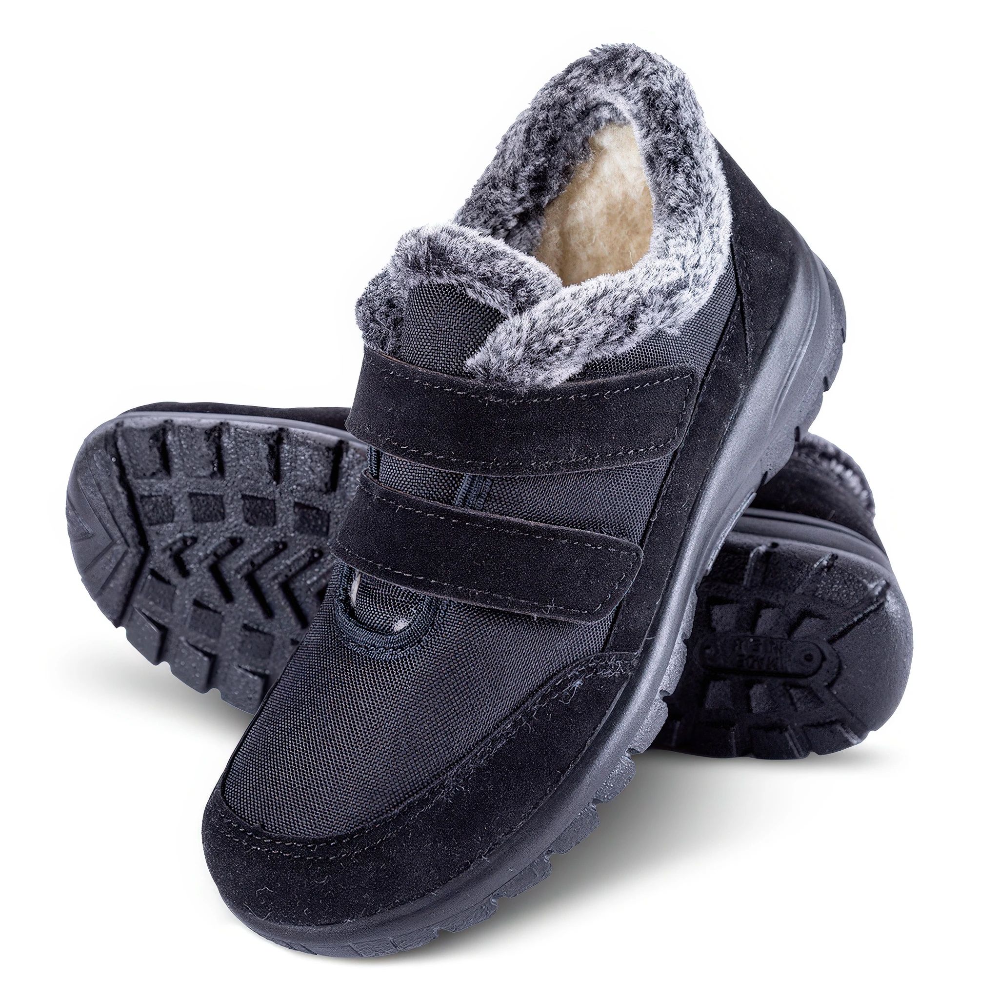 Damskie ocieplane buty ortopedyczne czarno-szare - galeria #4