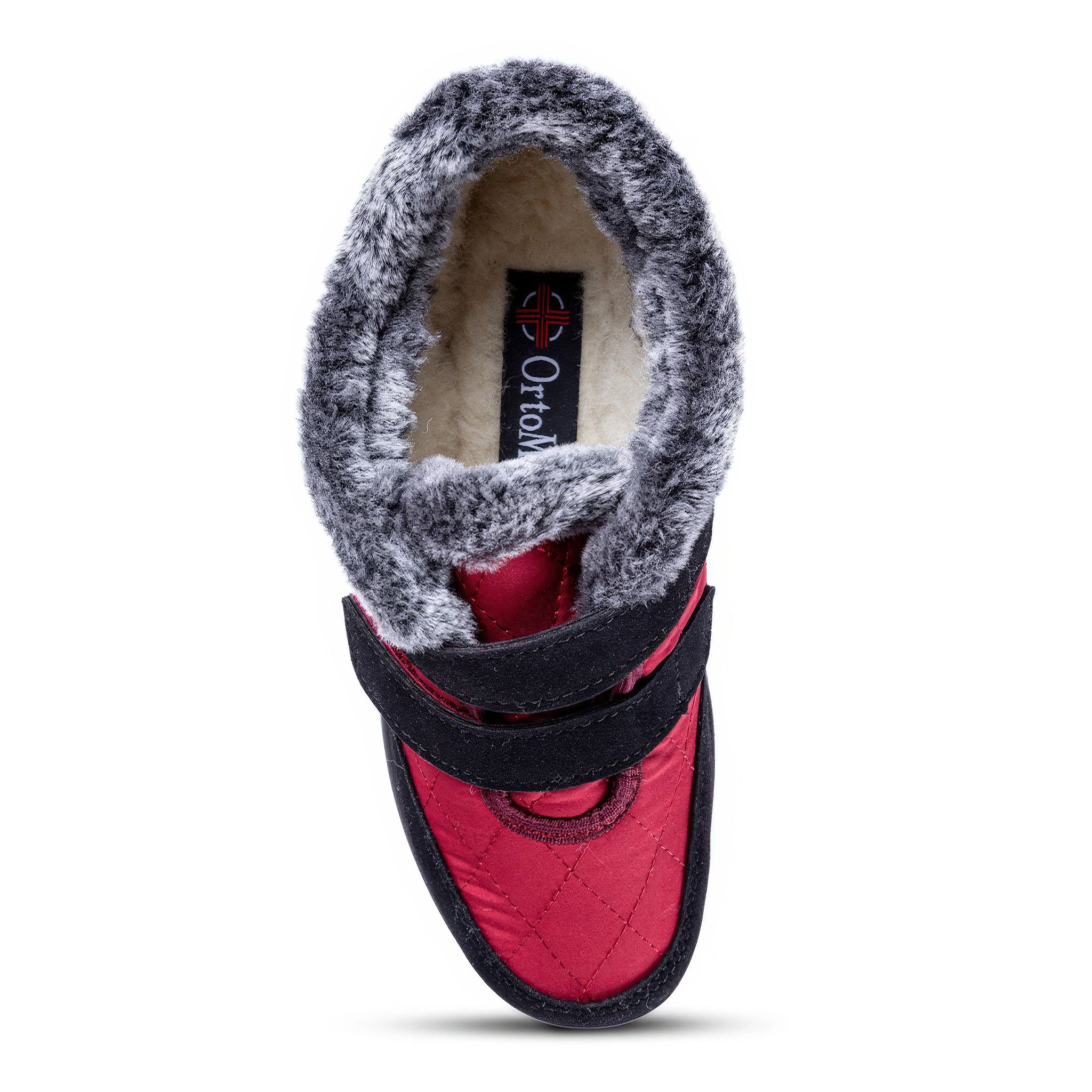 Damskie ocieplane buty ortopedyczne czerwono-szare - galeria #4