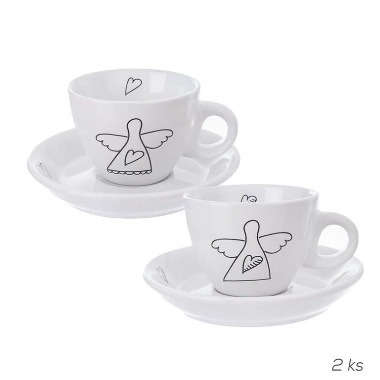 Zestaw filiżanek ze spodkiem ANIOŁ 90 ml 2 szt.