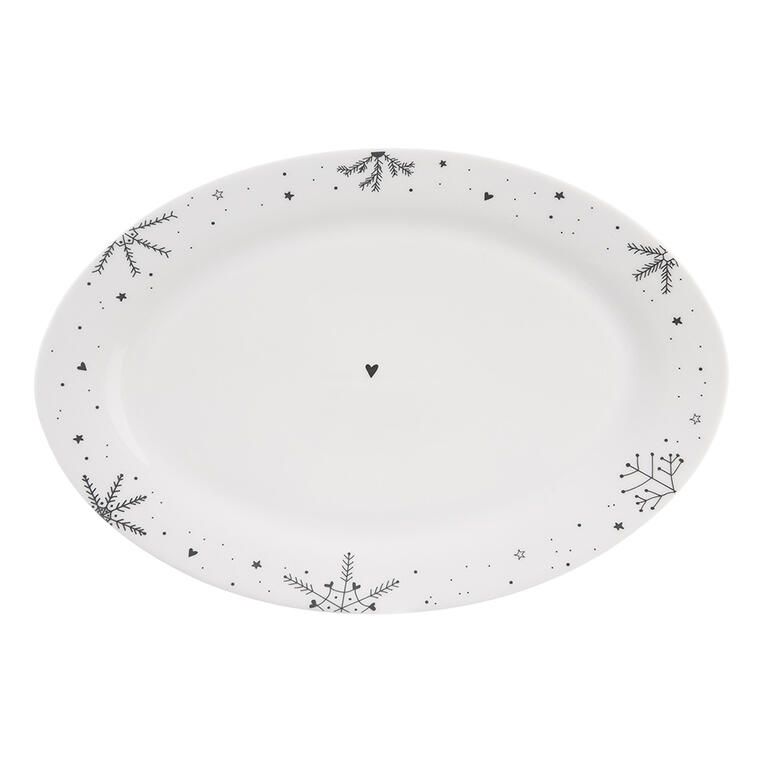 Porcelanowy owalny talerz do serwowania PŁATEK ŚNIEGU