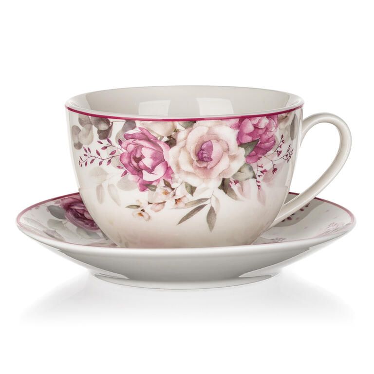 Filiżanka ceramiczna ze spodkiem ROSE 240 ml