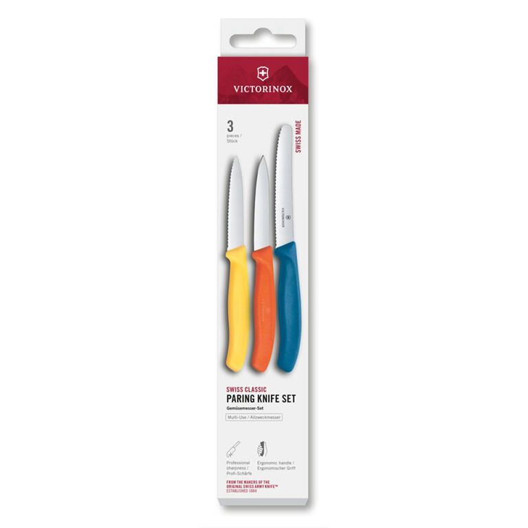 Noże kuchenne VICTORINOX SWISS CLASSIC z kolorowymi rękojeśćmi, zestaw 3 szt.