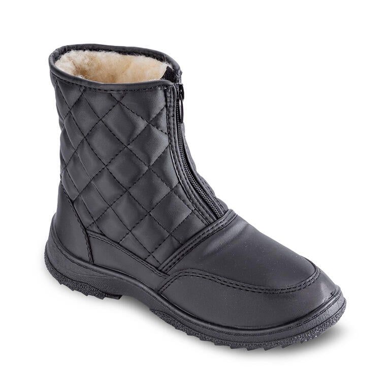 Czarne pikowane buty zimowe damskie