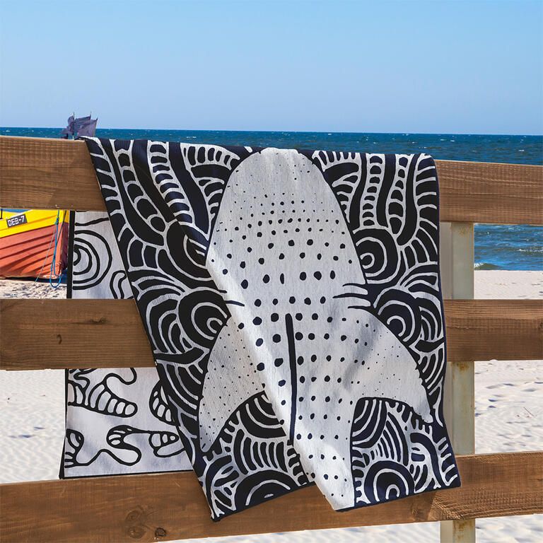 Ręcznik plażowy bawełniany REKIN, granatowy 90 x 180 cm