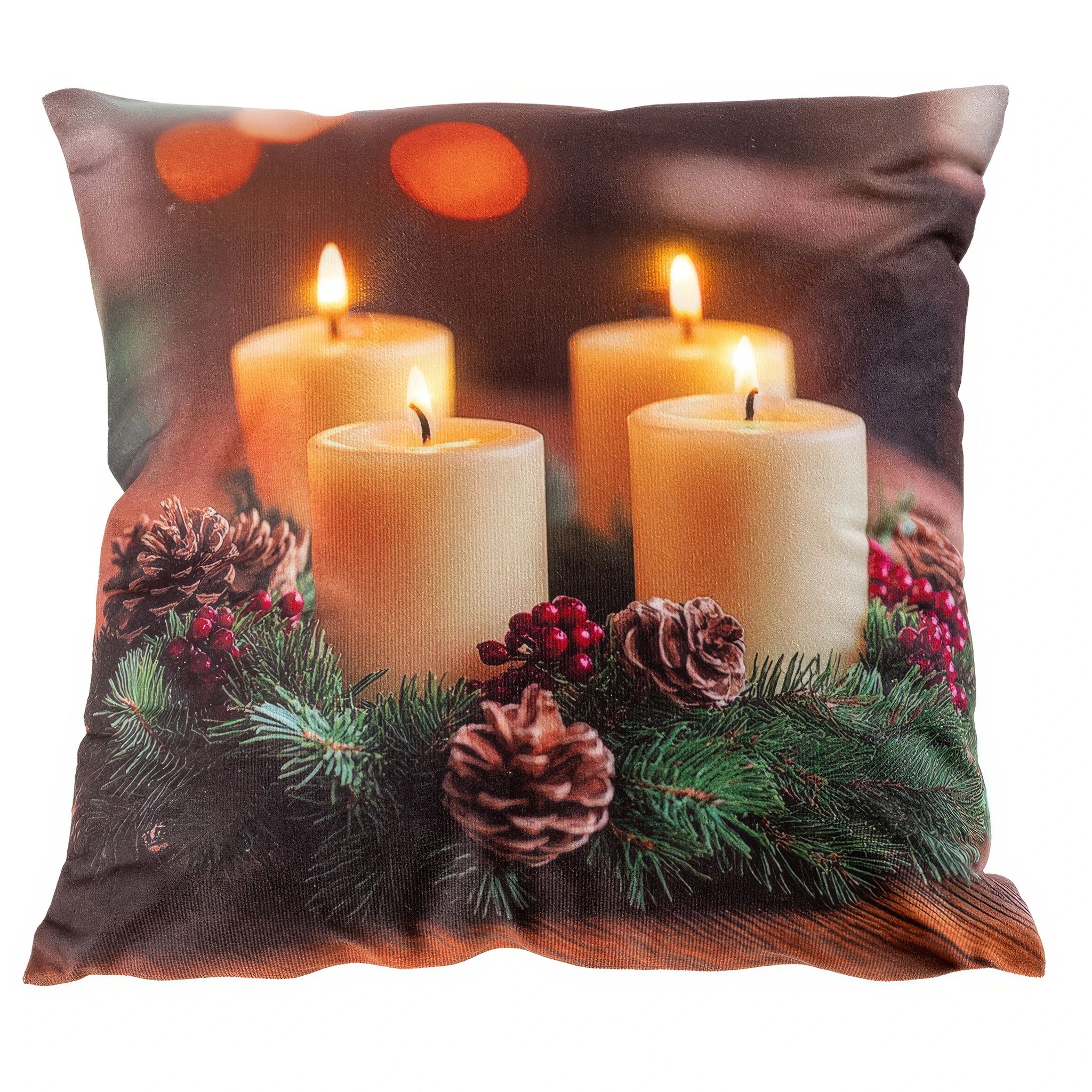 Poduszka z oświetleniem LED WIENIEC ADWENTOWY 40 x 40 cm