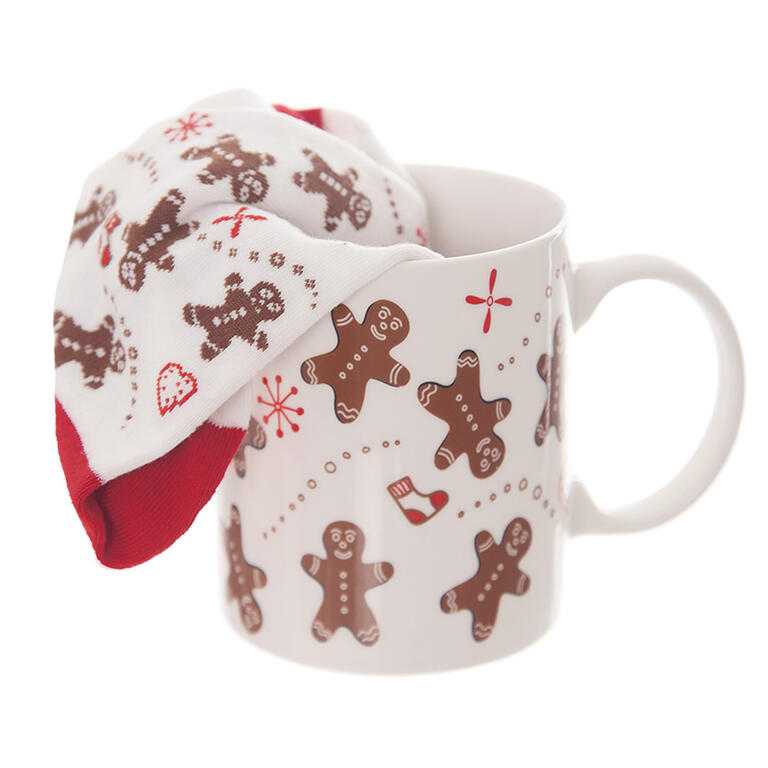 Kubek ceramiczny PIERNICZEK z męskimi skarpetami, 350 ml