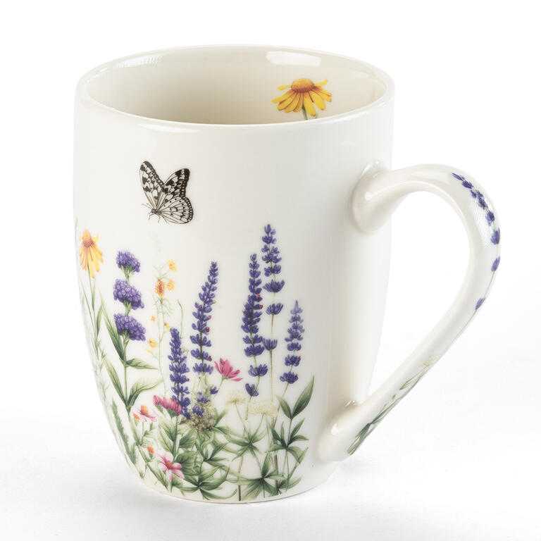 Zestaw kubków porcelanowych LAWENDA I MOTYLE w pudełku prezentowym 350 ml 2 szt.