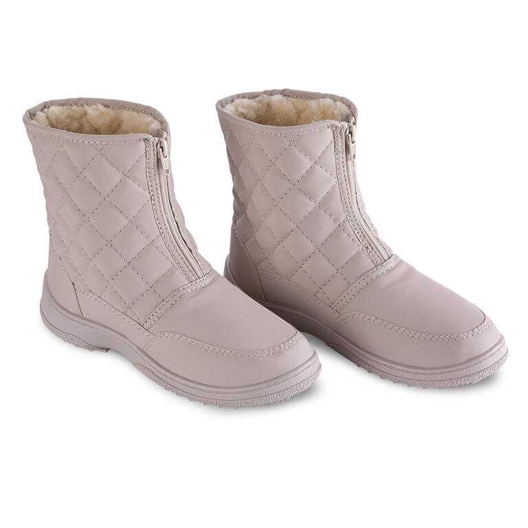 Beżowe pikowane buty zimowe damskie