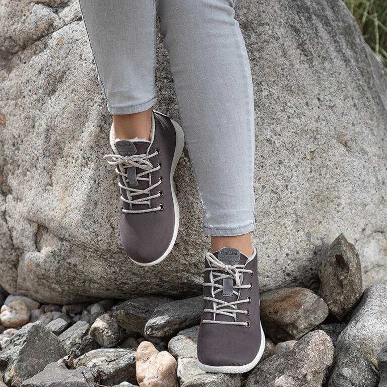 Damskie ocieplane buty do kostki sznurowane taupe