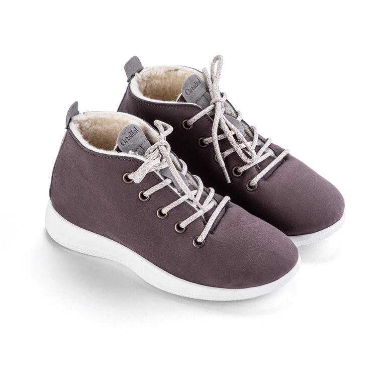 Męskie ocieplane buty sznurowane do kostki taupe