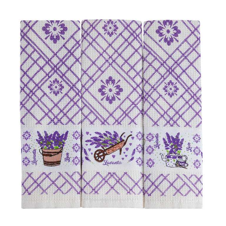 Zestaw ścierek kuchennych wafel LAWENDA 40 x 60 cm 3 szt.