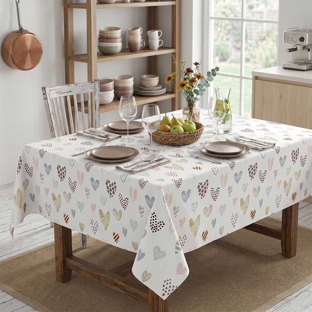 Obrus teflonowy PASTELOWE SERCA 140 x 180 cm