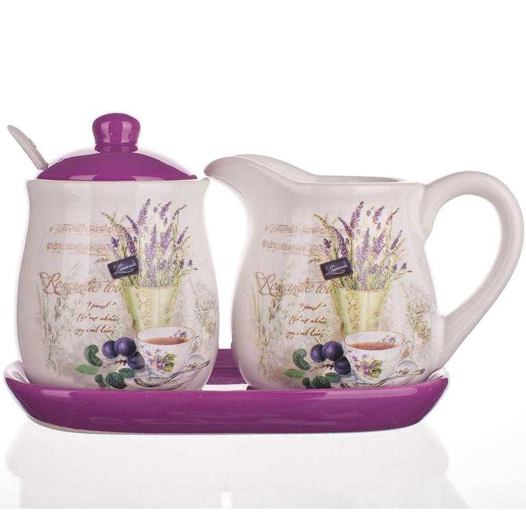 Ceramiczny pojemniczek do mleka i cukierniczka Lavender, BANQUET