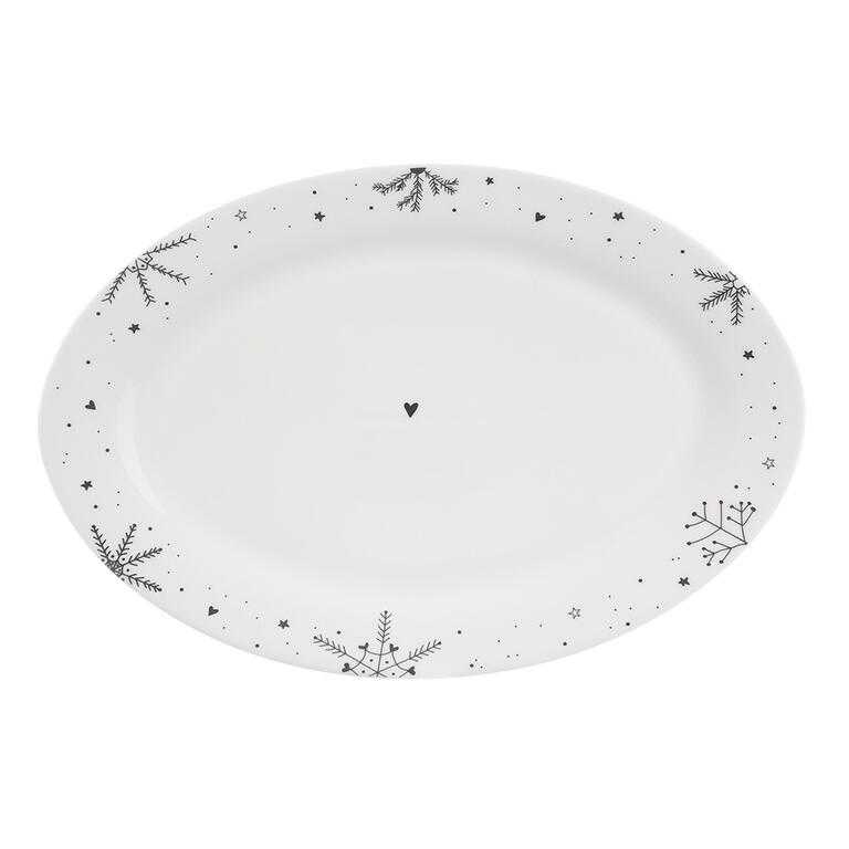 Porcelanowy owalny talerz do serwowania PŁATEK ŚNIEGU