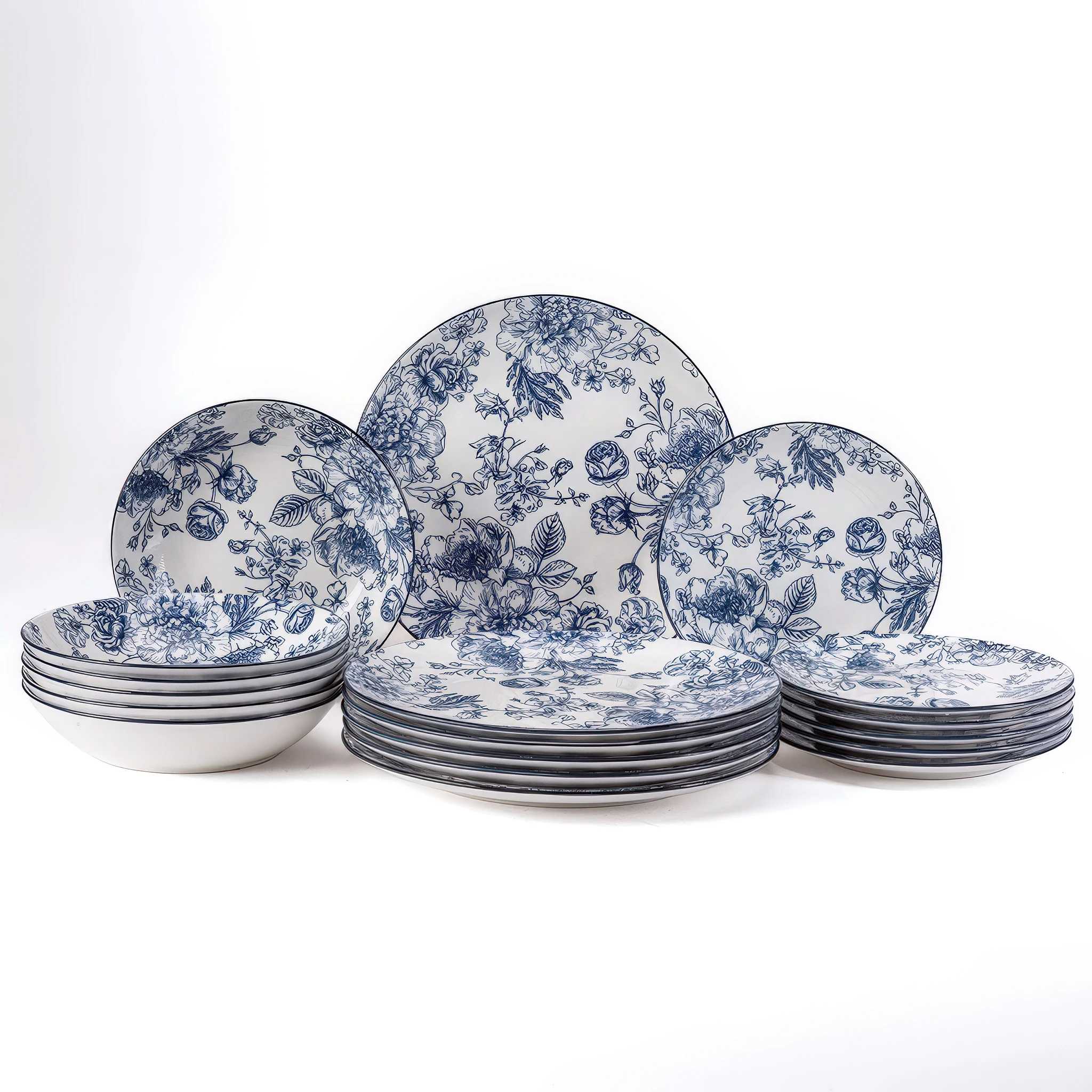 Porcelanowy zestaw talerzy GIVERNY 18 szt.