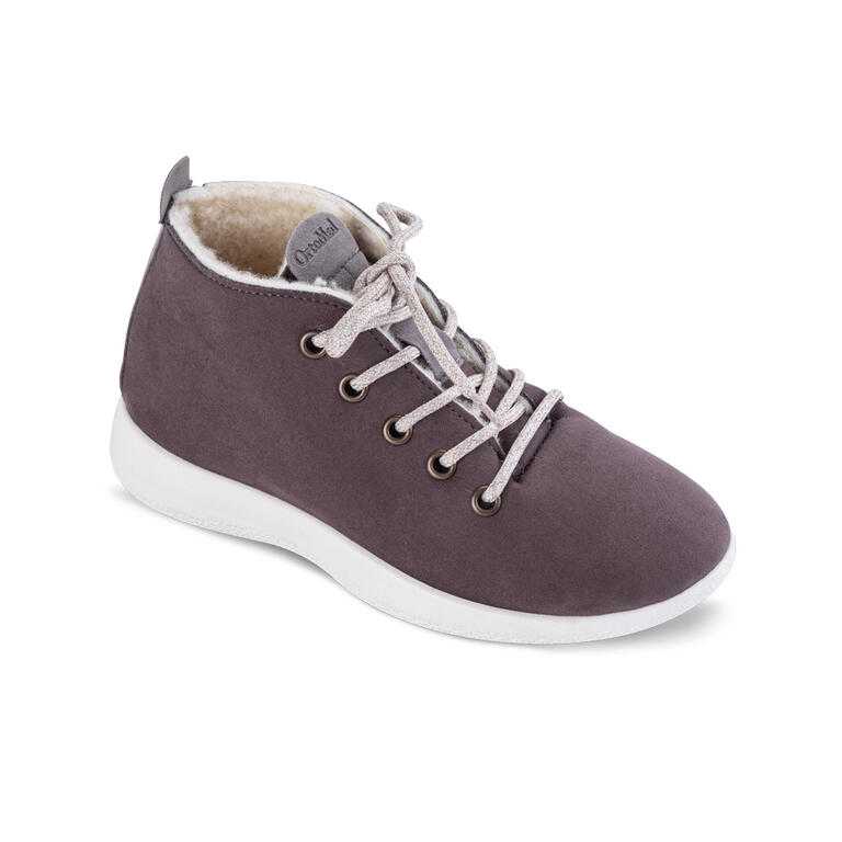 Damskie ocieplane buty do kostki sznurowane taupe